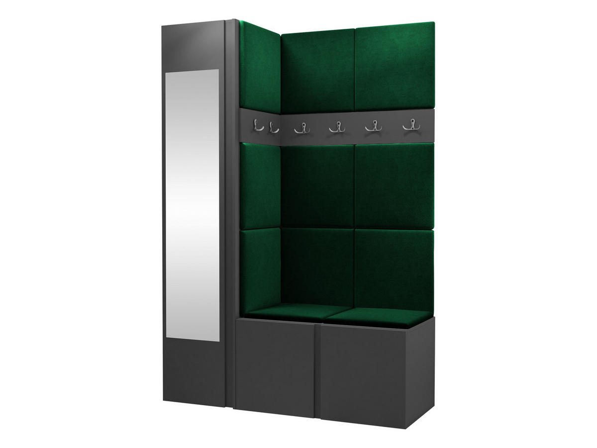 GARDEROBEN-SET Orion X - Graphitfarben/Grün, Holzwerkstoff/Kunststoff (124/186/46cm) - MIRJAN24