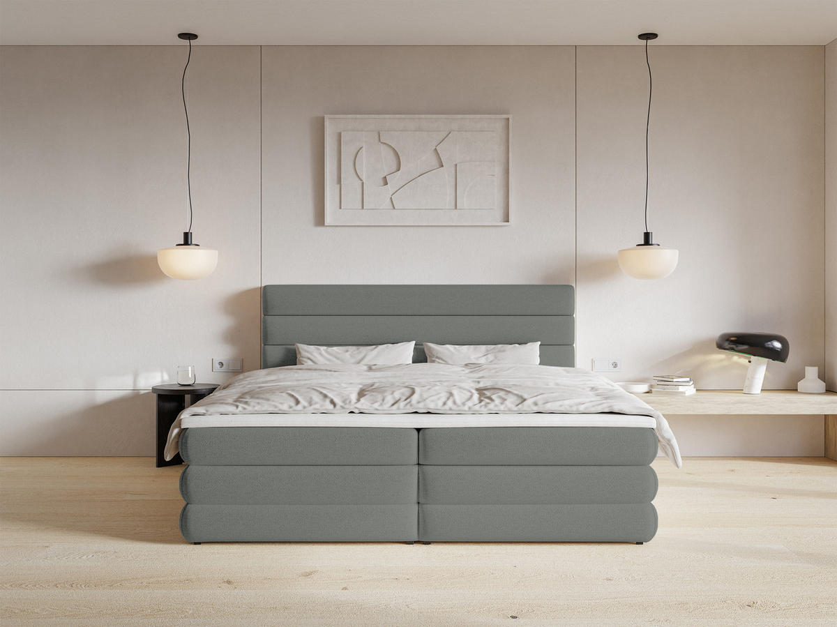 BOXBETT Alegre Grau Chenille 160/200 cm - Schwarz/Grau, Kunststoff/Textil (160/200cm) - Selsey