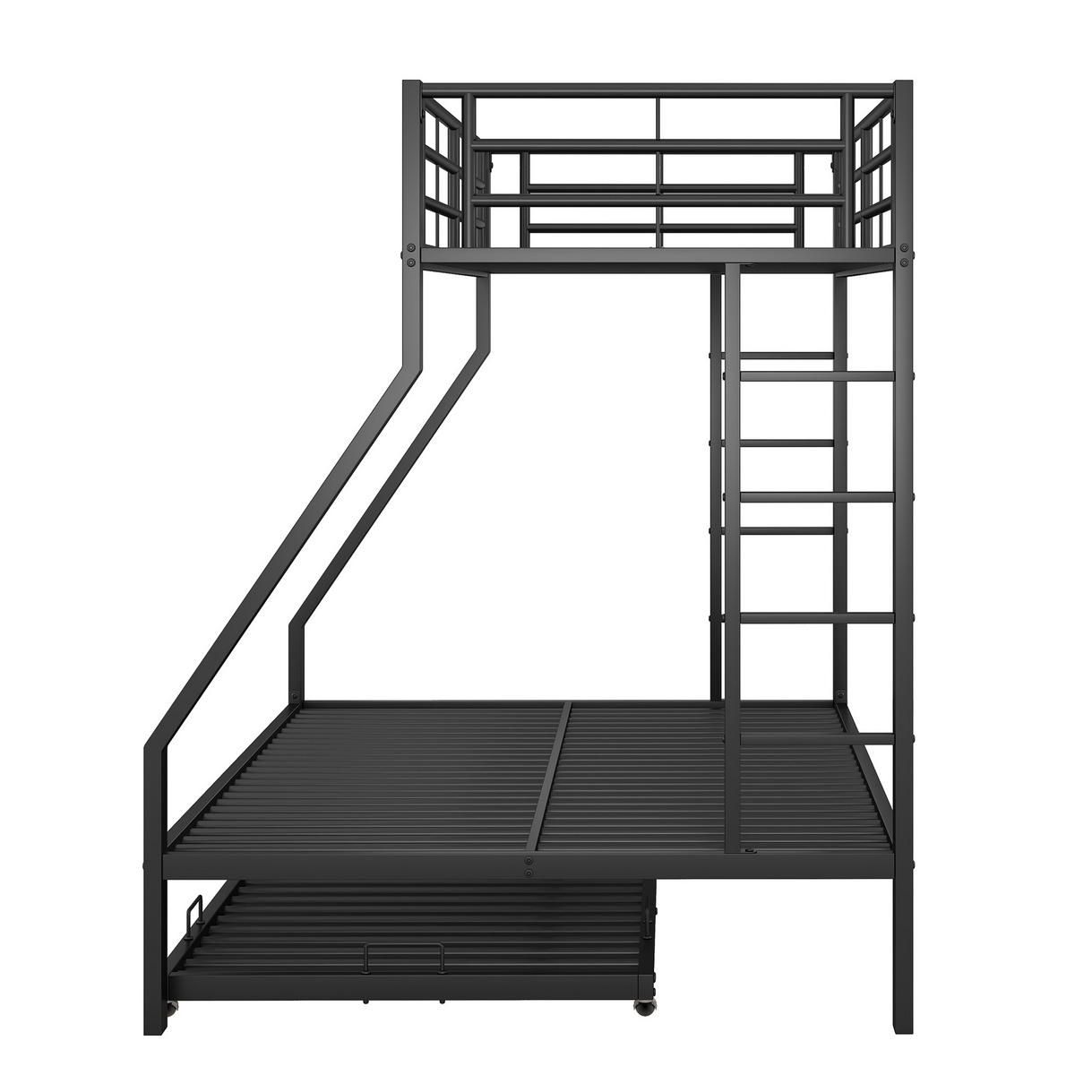 ETAGENBETT 90/190 cm schwarz Metall mit ausziehbarem Bett - Schwarz, Metall (90/190cm) - OKWISH