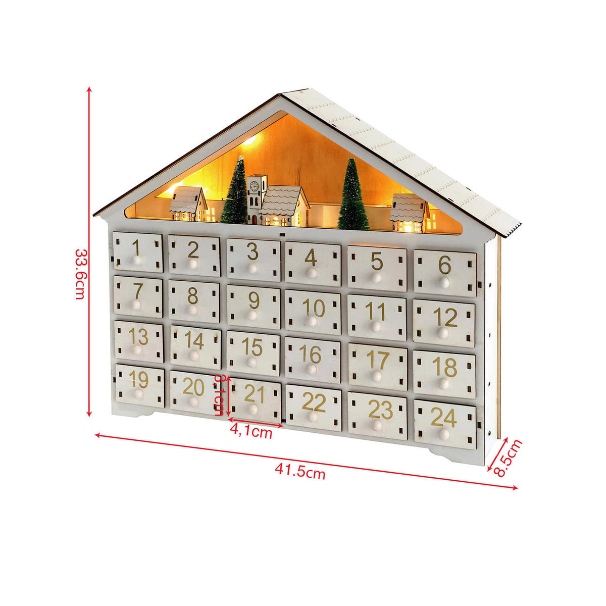 ADVENTSKALENDER Mehrfarbig 9/42/34 cm - Multicolor, Holz (9/34/42cm) - Mobili Rebecca