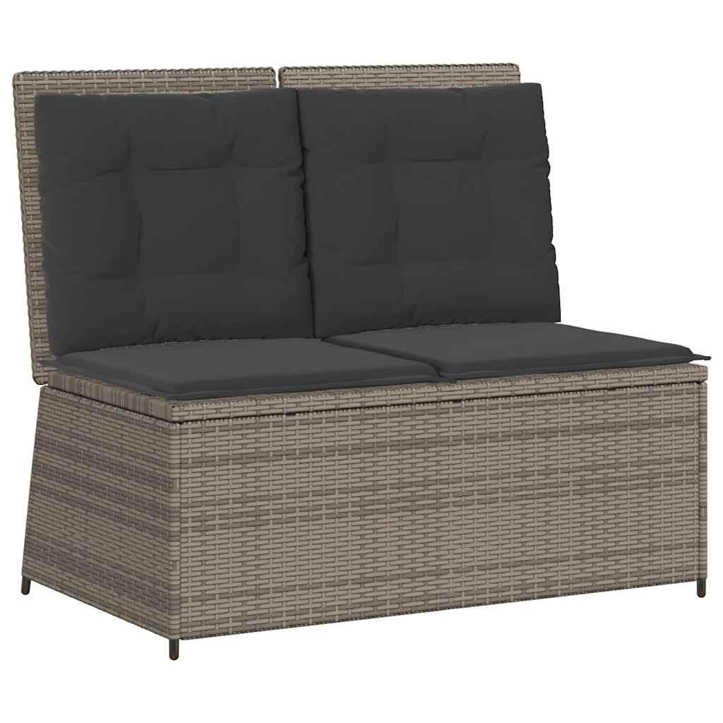 GARTENBANK Verstellbar mit Kissen Grau Poly Rattan - Grau, Kunststoff (95/95/108cm)