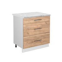 KÜCHENUNTERSCHRANK Fame-Line Goldkraft Eiche 80 cm mit 3 Schubladen AP Marmor - Honigeiche/Eiche Wotan, Holzwerkstoff (80/82/60cm) - Vicco