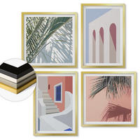 WANDBILDER 4er Set - 50x50 cm & 40x60 cm Goldrahmen - Illustrationen der Stadtarchitektur - Goldfarben, Kunststoff (50/50cm) - ArtPrintCave