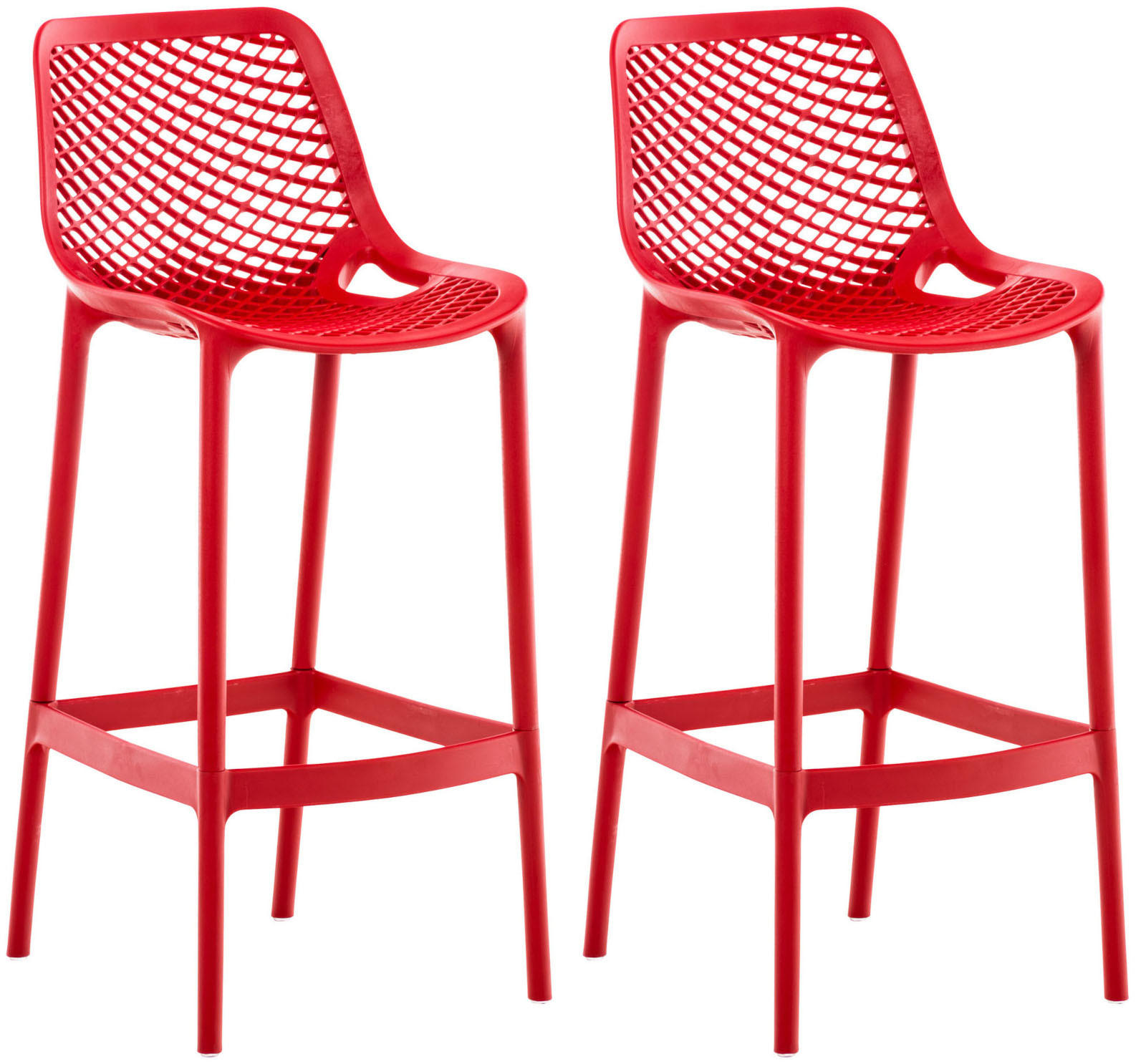 BARHOCKER 2er Set Kunststoff rot - Rot, Kunststoff (45/105/53cm) - CLP