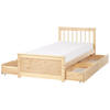 BETT mit Schubladen 90x200 cm Heller Holzfarbton Olendon - Hellbraun, Holz (90/200cm) - Beliani