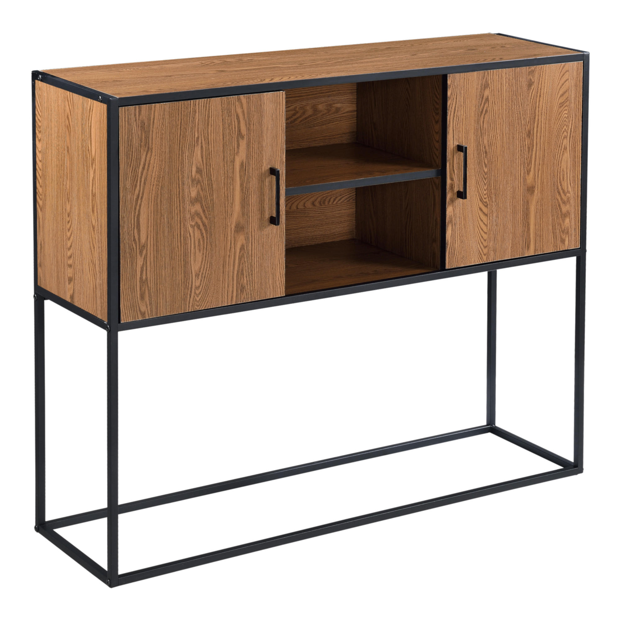 SIDEBOARD Motala - Dunkelbraun/Schwarz, Holzwerkstoff/Metall (108.5/90/30cm) - [en.casa]