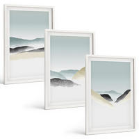 BILDER SET 3er Set - 40x60 cm Weißer Rahmen - Minimalistische Pastellberge - Weiß, Kunststoff (40/60cm) - TULUP