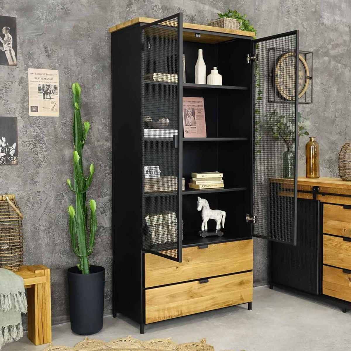 BÜCHERREGAL aus Massivholz STRONG - Honigeiche/Schwarz, Holz (90/195/40cm) - Seart