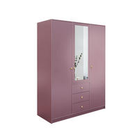 DREHTÜRENSCHRANK GALIO 149/200/57,5 cm 3-türig mit Spiegel Violett - Violett, Holzwerkstoff (149/200/57.5cm) - MASSENO
