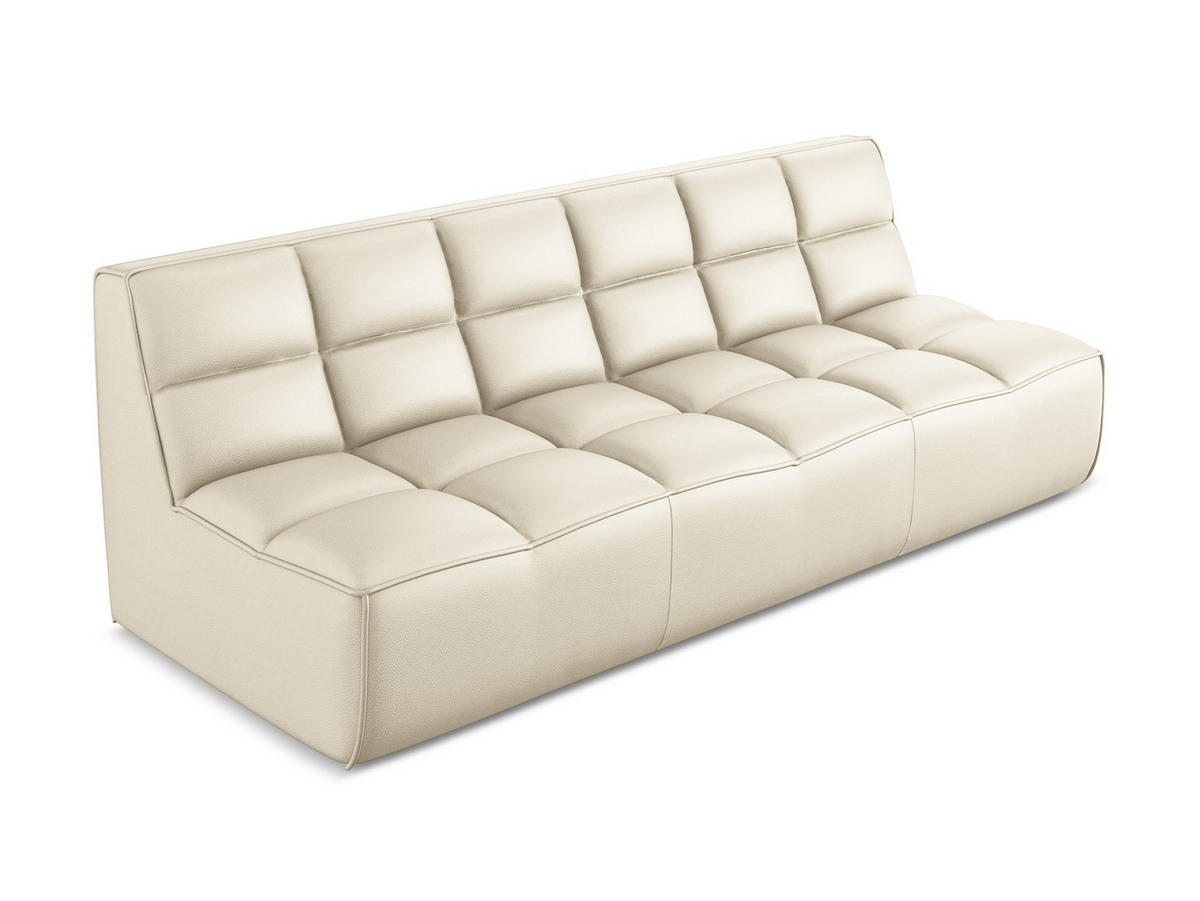 3-SITZER SOFA Kunstleder Beige - Beige/Creme, Leder/Kunststoff (210/75/93cm) - Makamii