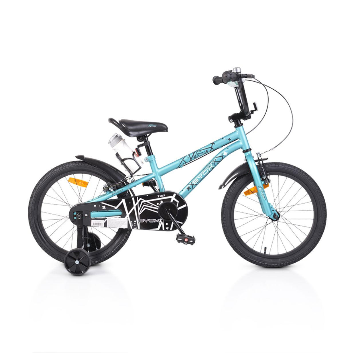 KINDERFAHRRAD Pixi 18 Zoll türkis Stützräder, Kettenschutz, Reflektoren, Klingel, Anti-Rutsch-Griffe - Türkis, Metall (84cm)