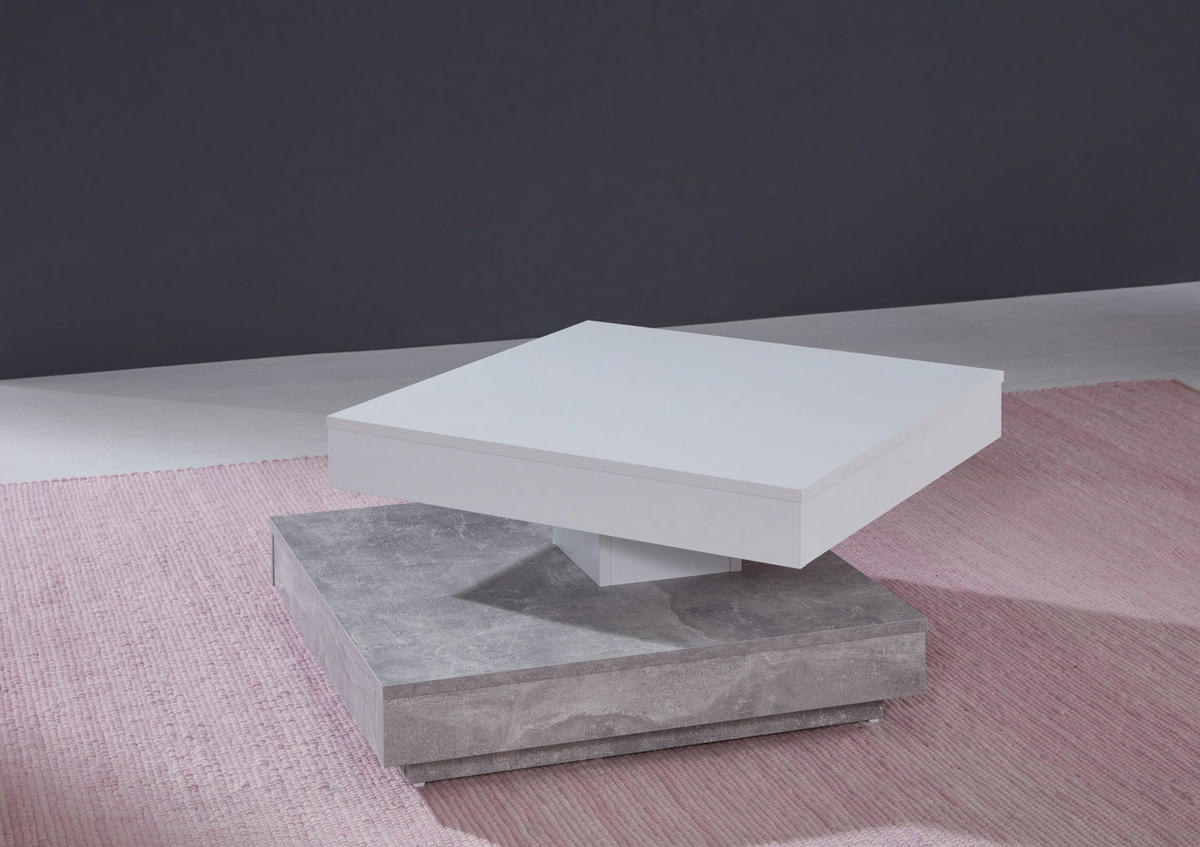 COUCHTISCH 1 Ablage Beton Dekor, weiss - Grau, Holzwerkstoff (70/70/35cm) - ebuy24
