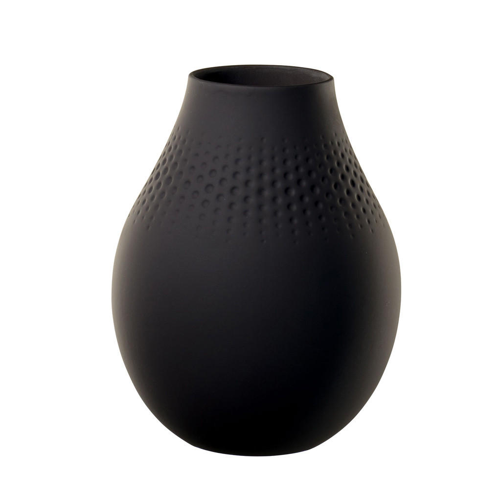 VASE PERLE Manufacture Collier Noir 20 cm - Schwarz, Keramik (20cm) - Villeroy & Boch