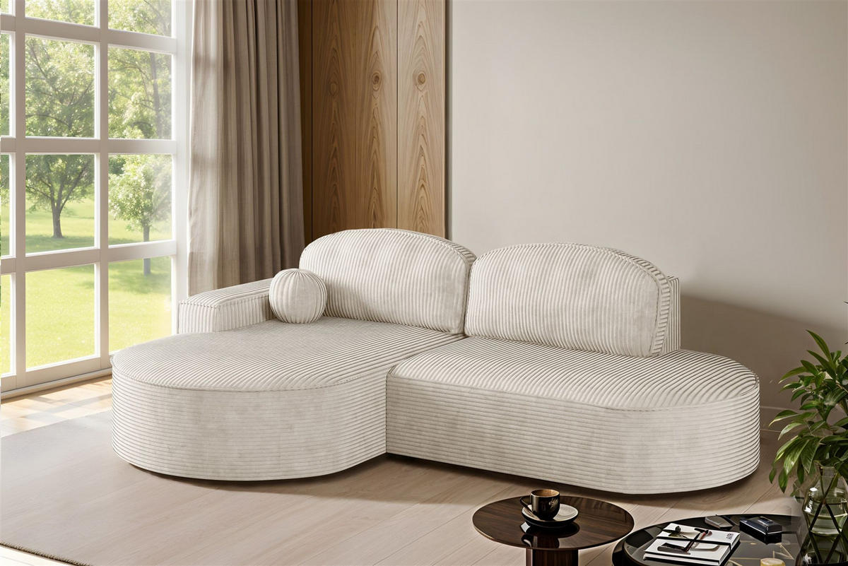 ECKSOFA Girona Mit Schlaffunktion - Weiß, Holzwerkstoff/Textil (278/179cm) - Fun Möbel