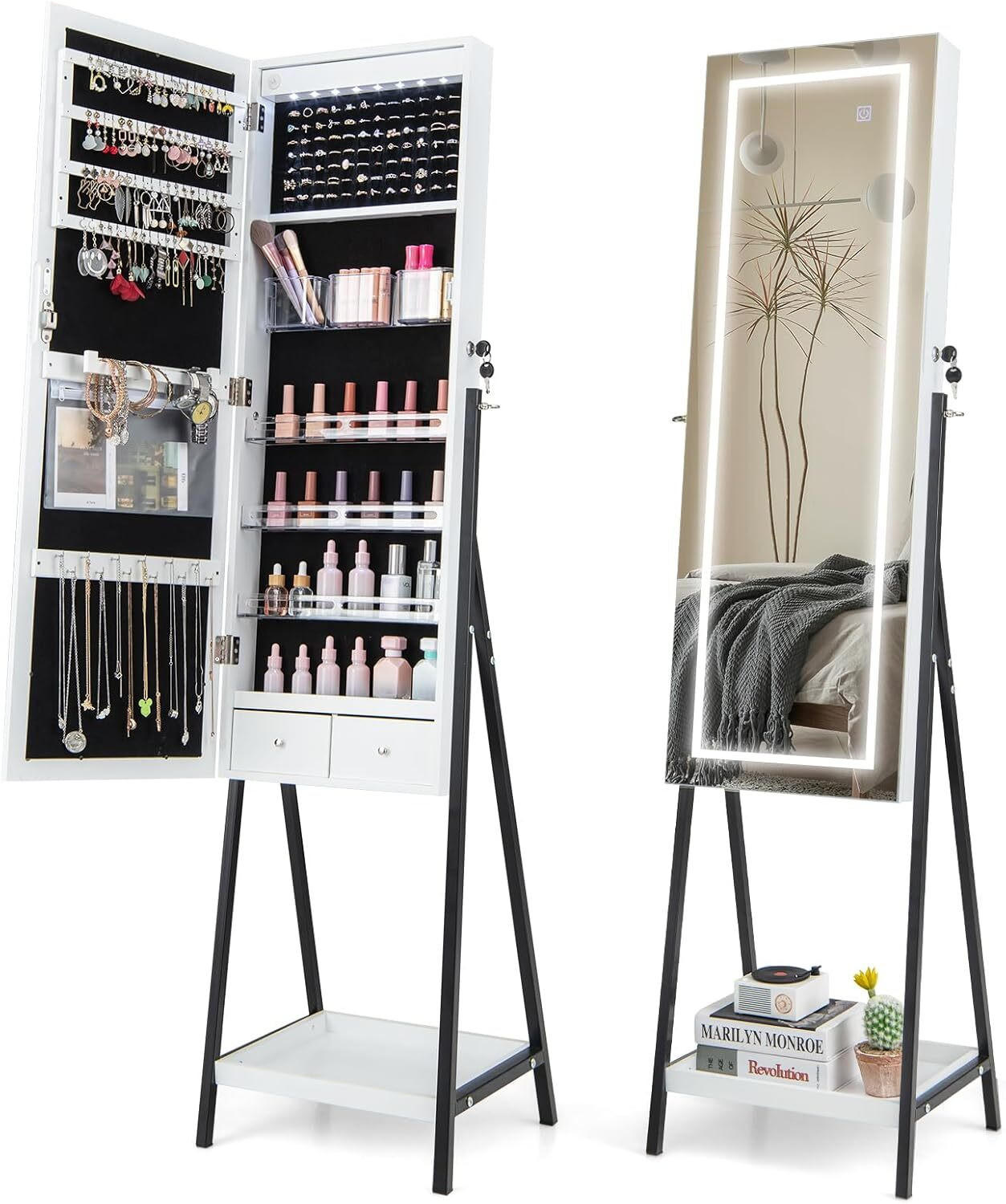 Costway Schmuckschrank Weiß 41x160x35 cm