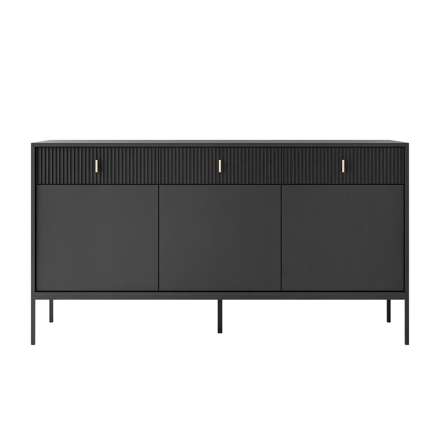 Kommode MIDNIGHT 3D3S mit drei Schubladen auf Gestell schwarz - Schwarz, Holzwerkstoff (154.5/82.5/39cm) - Lookway