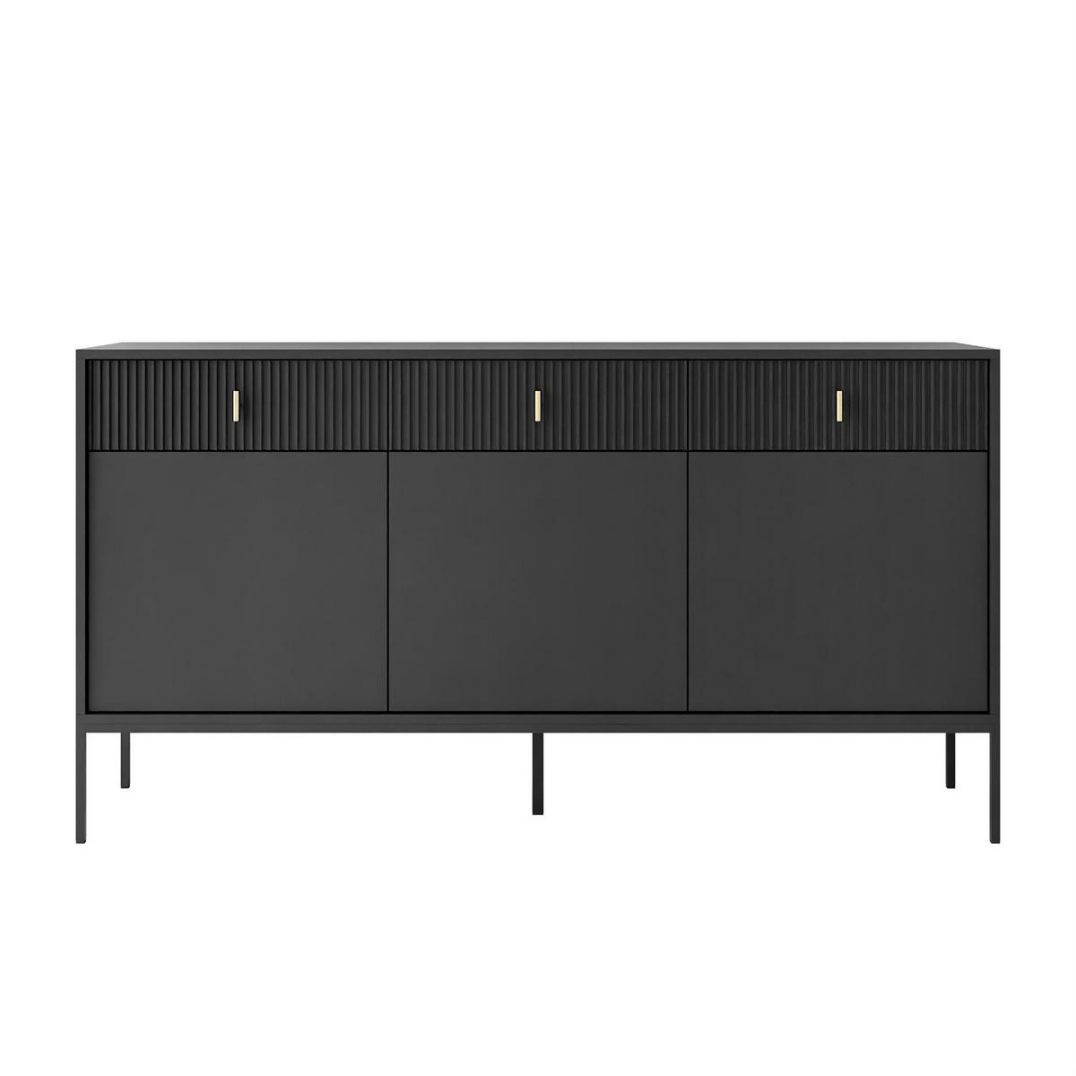 Kommode MIDNIGHT 3D3S mit drei Schubladen auf Gestell schwarz - Schwarz, Holzwerkstoff (154.5/82.5/39cm) - Lookway