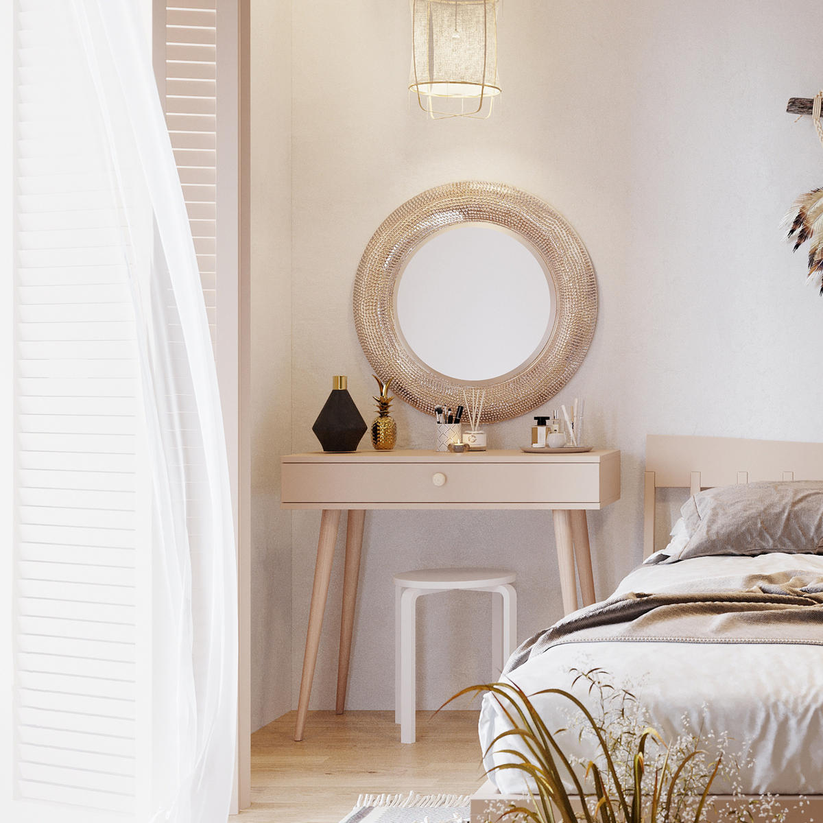 KONSOLE NATURA, 90 cm, Beige Macchiato, mit 1 Schublade - Beige, Holz (90/80/31cm) - Excellent Home