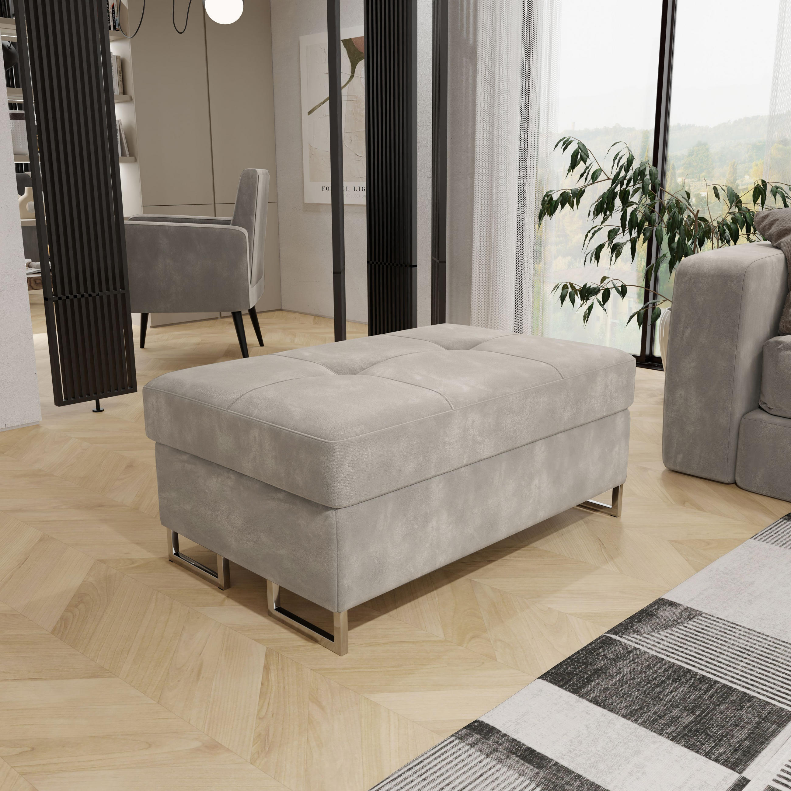 POLSTERHOCKER BARLET Creme 100x60 cm - Creme, Textil (100/41/60cm) - MASSENO