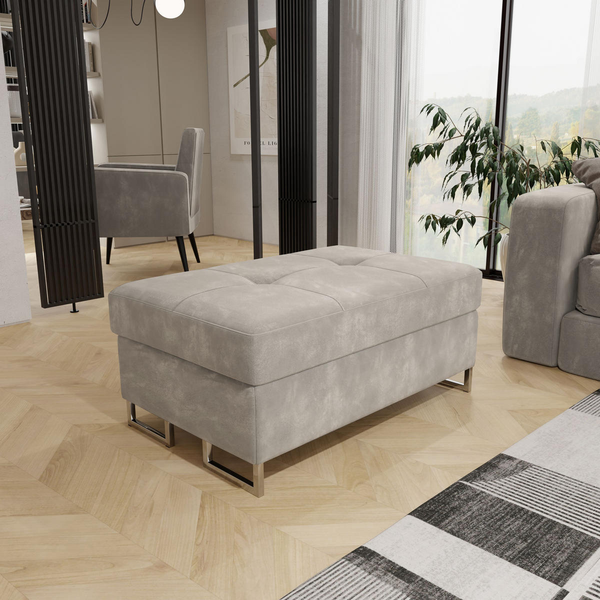 POLSTERHOCKER BARLET Creme 100x60 cm - Creme, Textil (100/41/60cm) - MASSENO