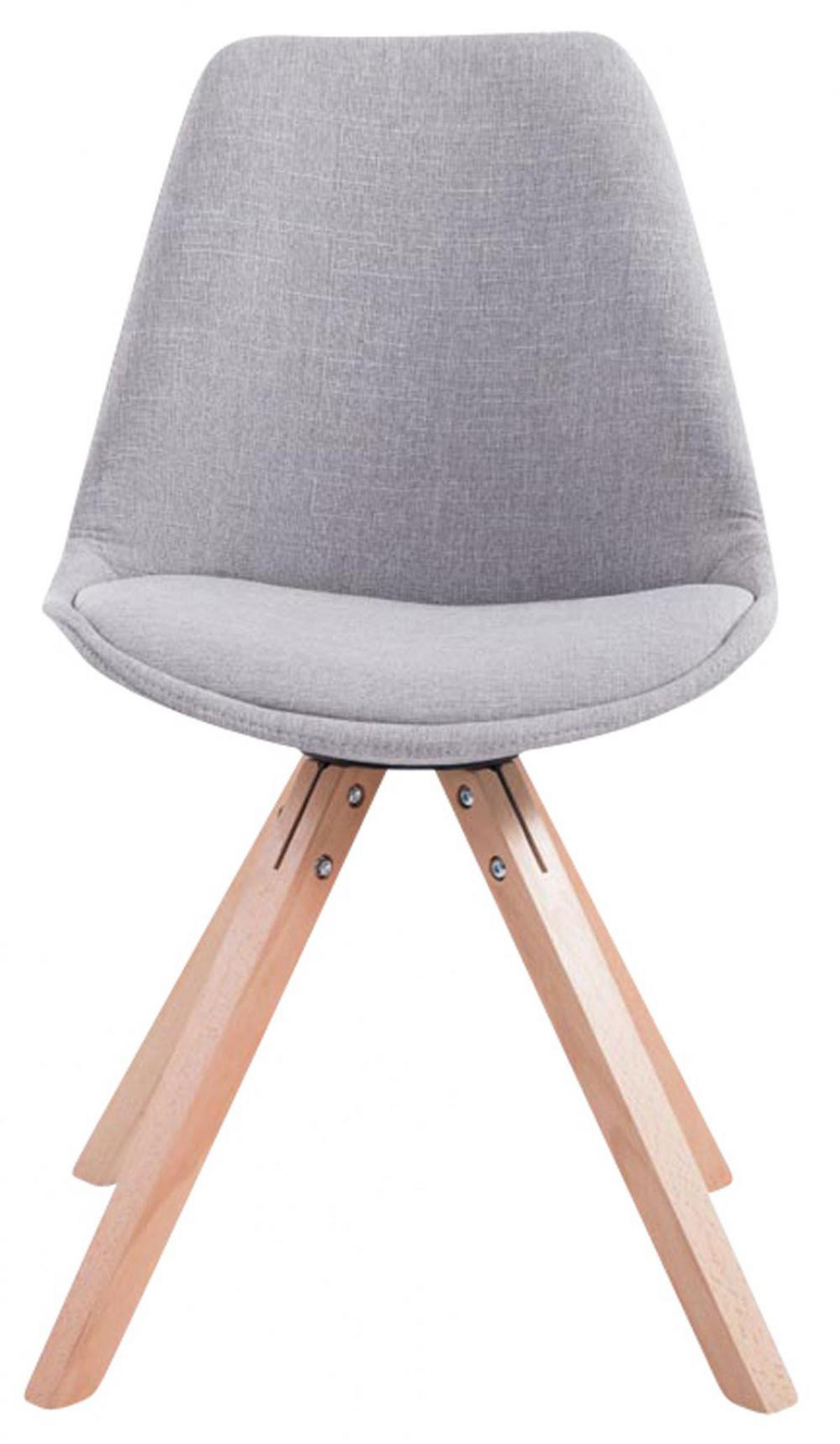 STUHL 4er Set Stoff grau - Eukalyptusholzfarben/Grau, Holz/Textil (48/84/56cm) - CLP