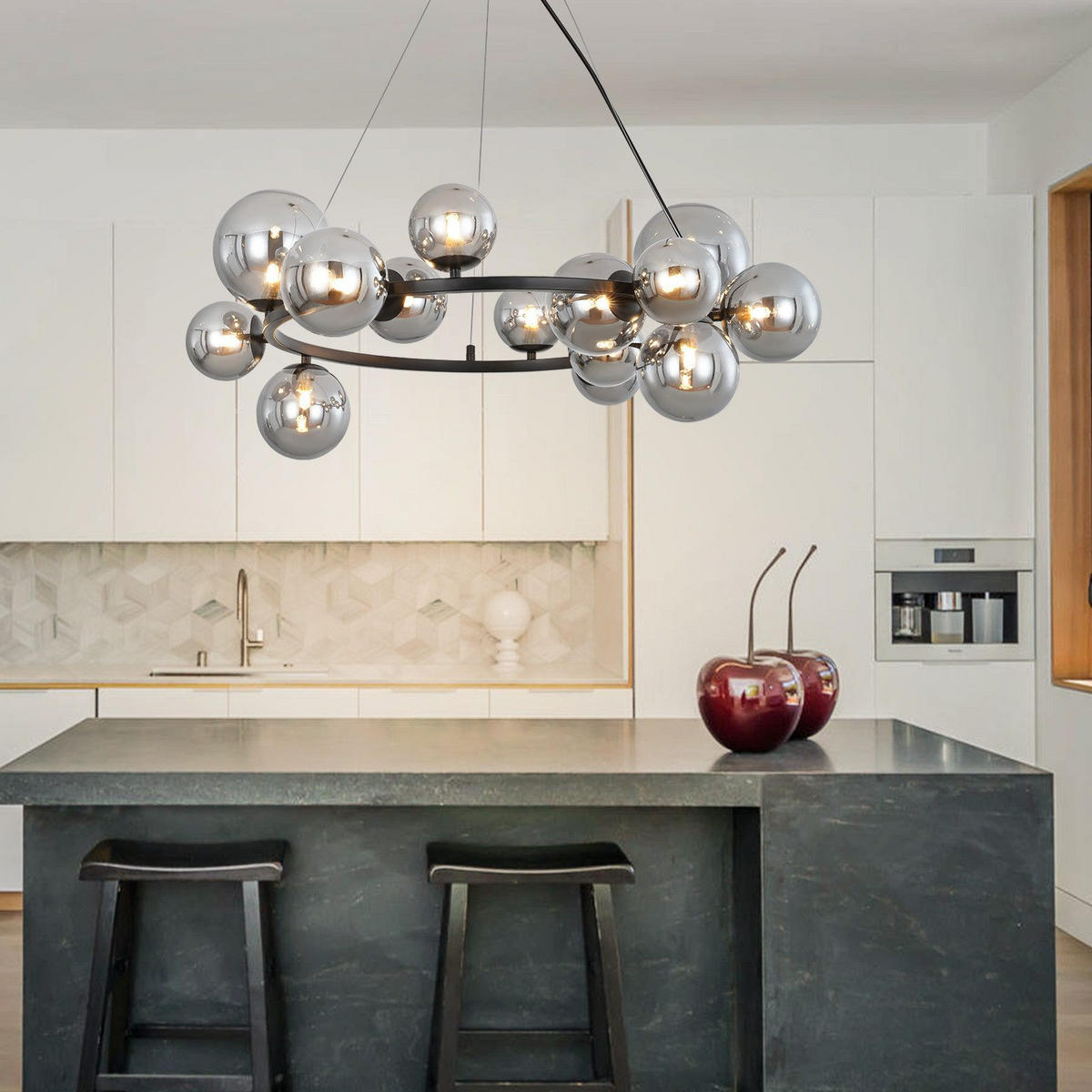 PENDELLEUCHTE Lily 80/80/180 cm - Schwarz, Metall (80/80/180cm) - ZMH