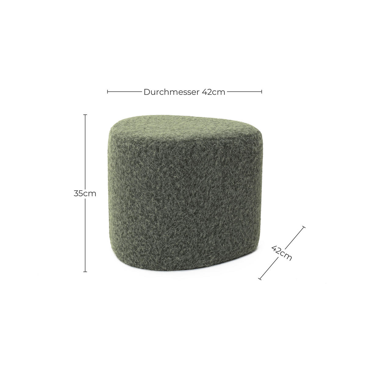 POUF, Thorny fabric / MDF, Grün - Grün, Holz (43/37.5/43cm) - Hometopia