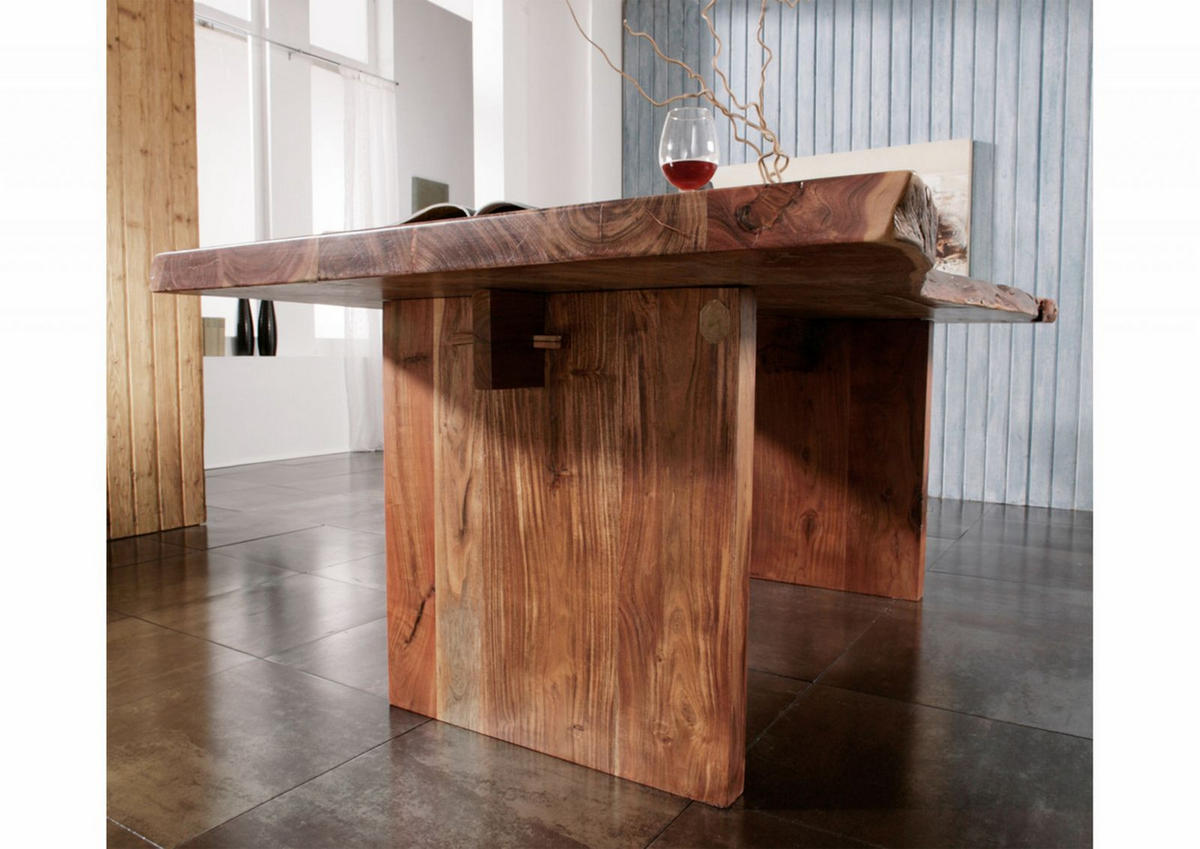 BAUMTISCH Akazie 170x110x78 walnuss lackiert FREEFORM #101 - Dunkelbraun, Holz (170/110/78cm) - Massivmoebel24