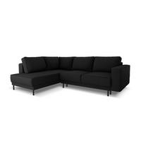 AUSKLAPPBARES-ECKSOFA links Caro aus strukturiertem Stoff schwarz 5 Sitzplätze - Schwarz, Textil (187/247cm) - Micadoni