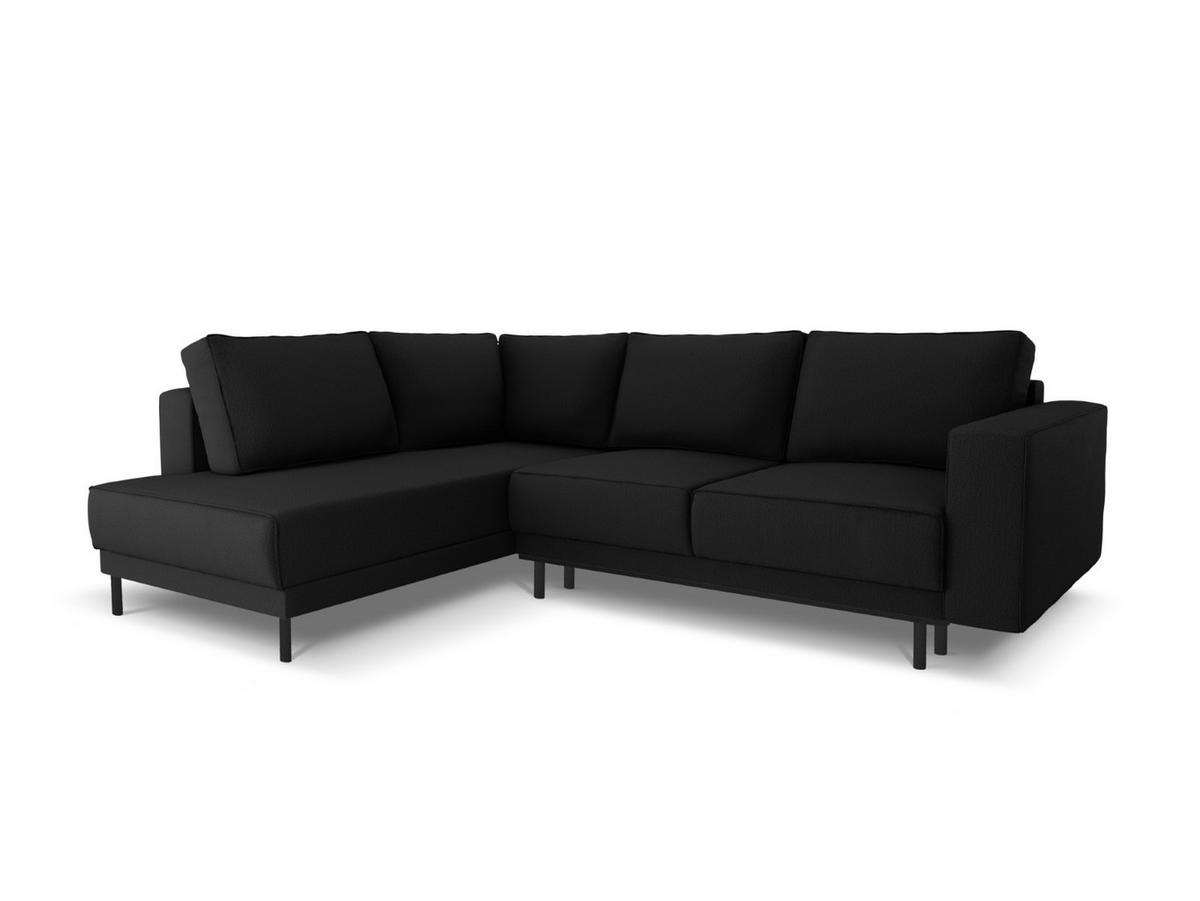 AUSKLAPPBARES-ECKSOFA links Caro aus strukturiertem Stoff schwarz 5 Sitzplätze - Schwarz, Textil (187/247cm) - Micadoni