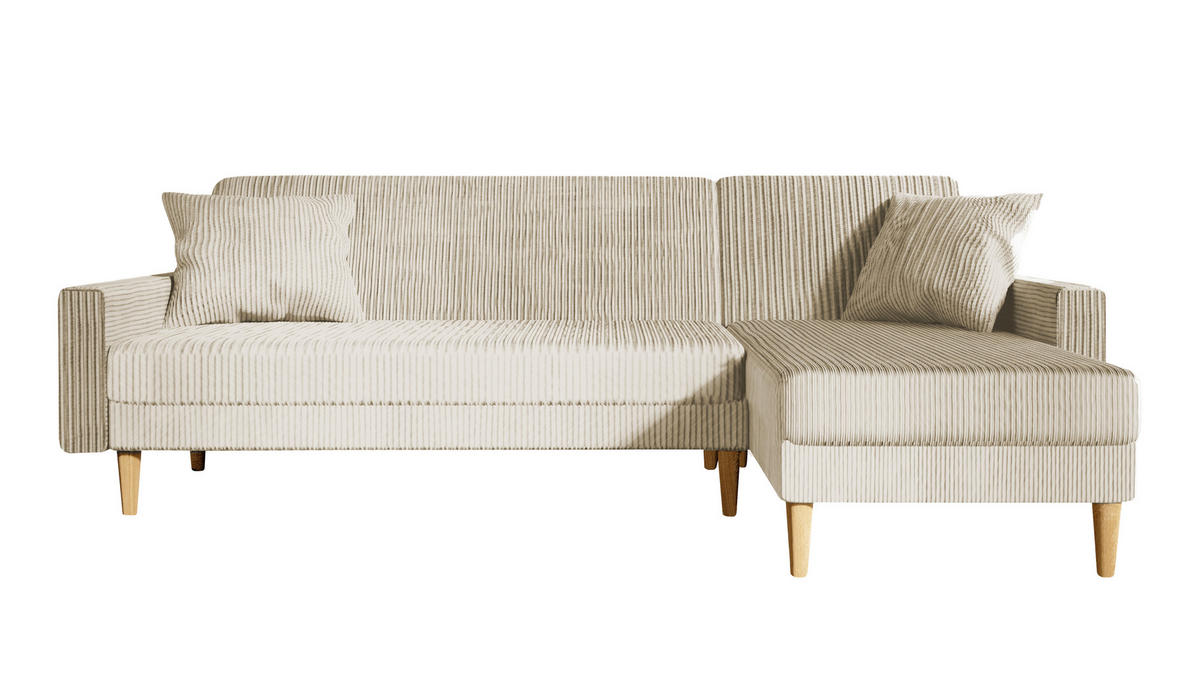 ECKSOFA mit Schlaffunktion L-Form, Beige - Beige, Holzwerkstoff/Textil (256/134cm) - Idohome