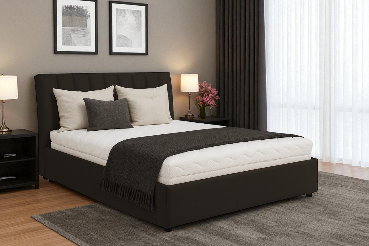 POLSTERBETT mit Bettkasten und Matratze NUBIA, Braun, 140x200 cm - Braun, Textil (140/200cm) - KS Home Concept