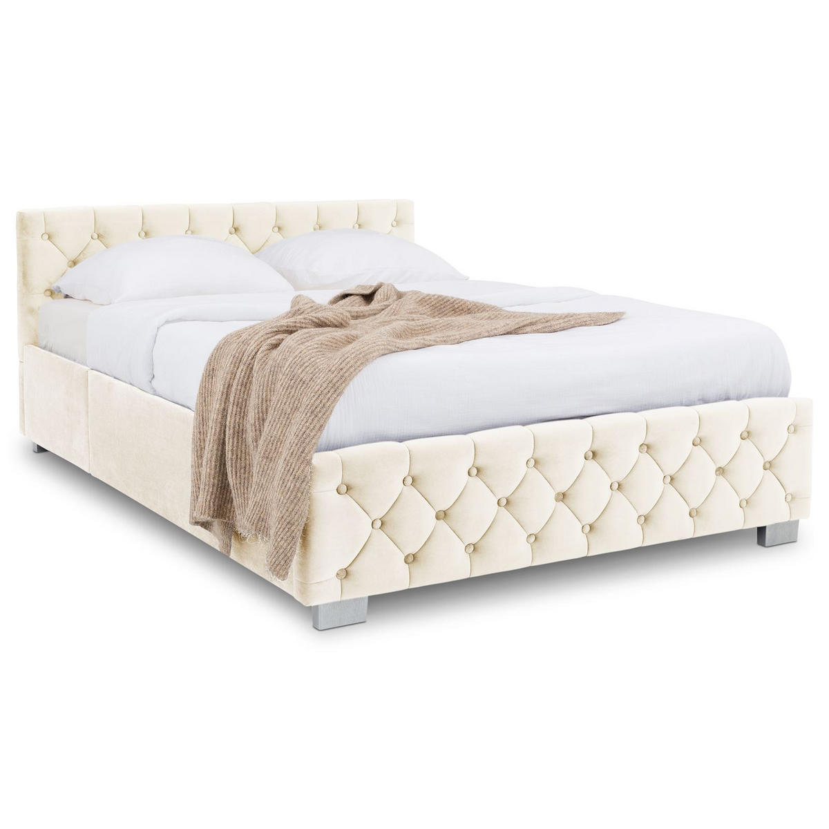 POLSTERBETT NURI 160x200 cm cremeweiß - Creme, Textil (160/200cm) - IDIMEX