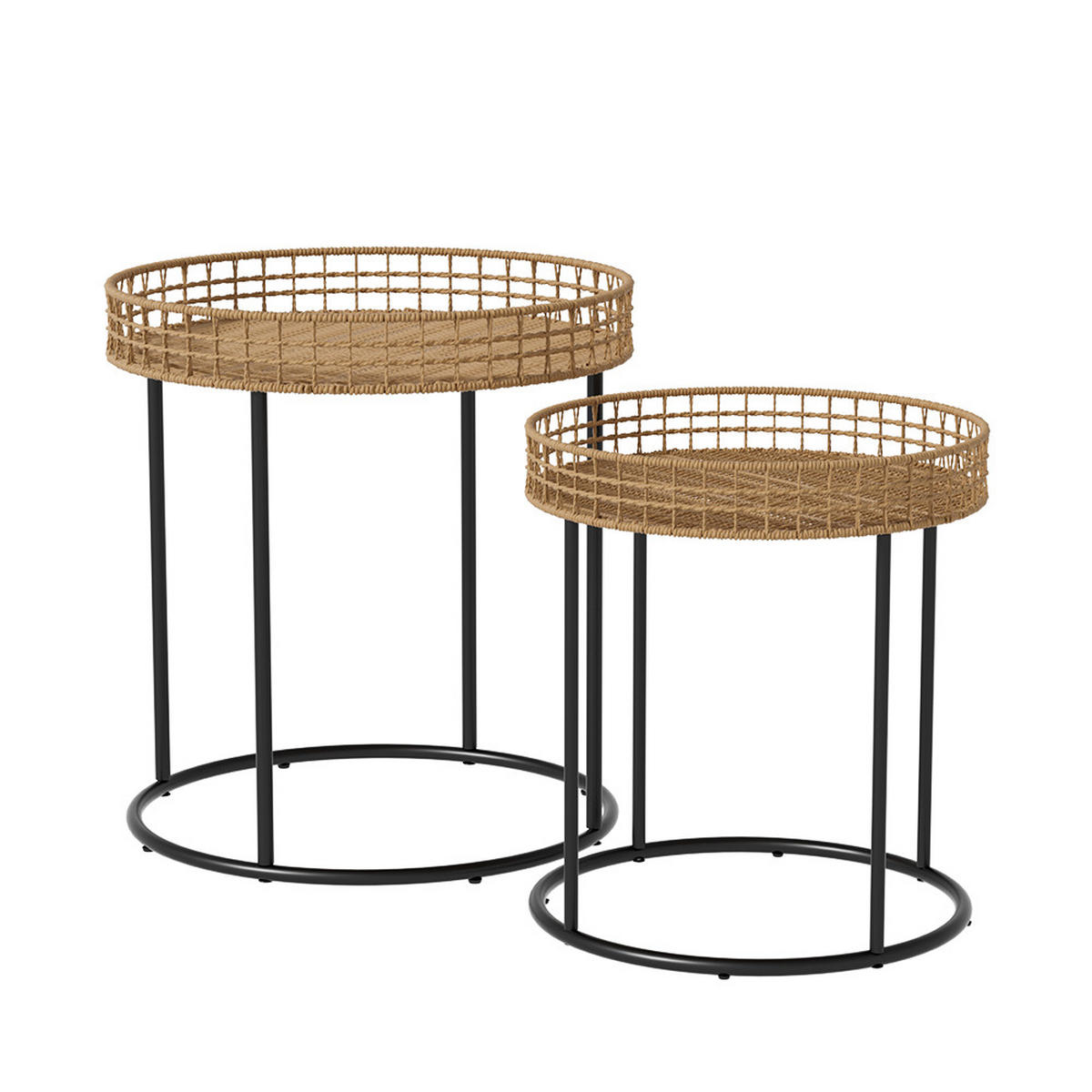 COUCHTISCH-SET Brunswick Holz 44 x 44 cm 2er-Set - Schwarz/Sonoma Eiche, Metall (44/44/47.5cm) - Vicco