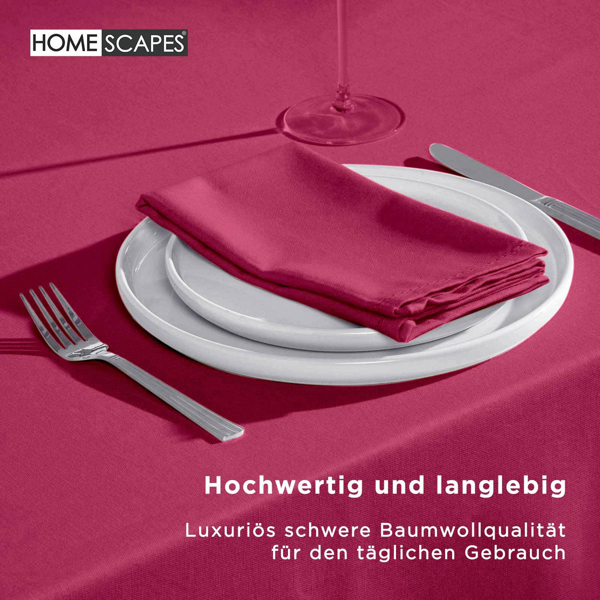 TISCHDECKE weinrot rund 178 cm, 100% Baumwolle - Weinrot, Textil (178/178cm) - Homescapes