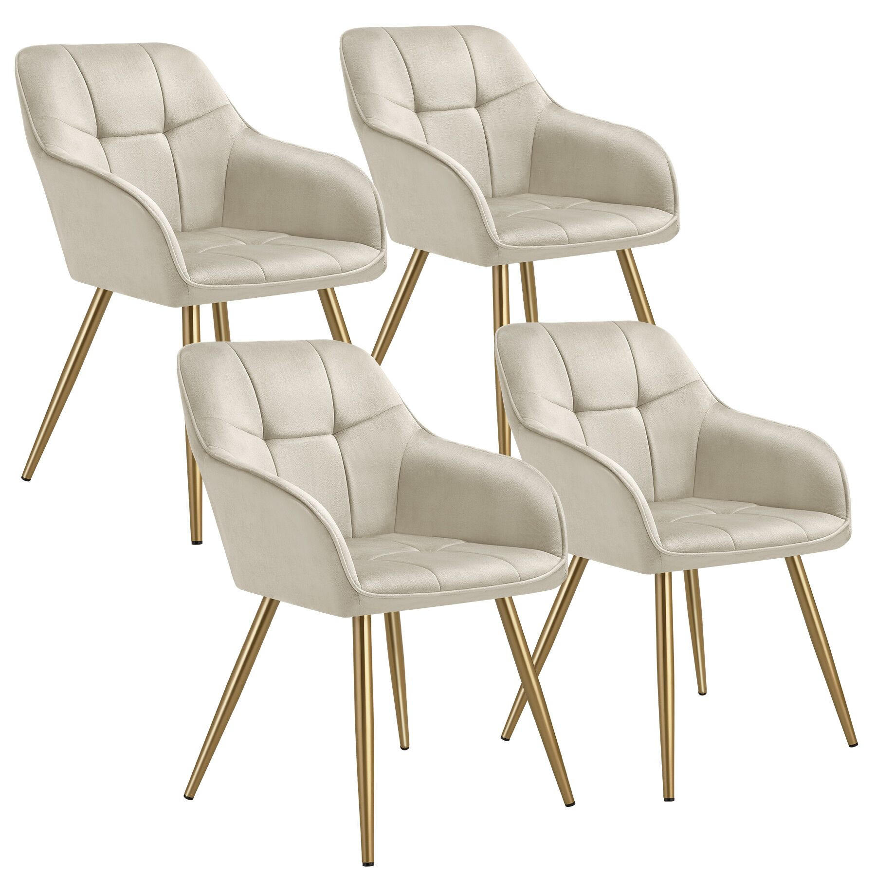 tectake Esszimmerstuhl Creme, Gold 58x82x62 cm