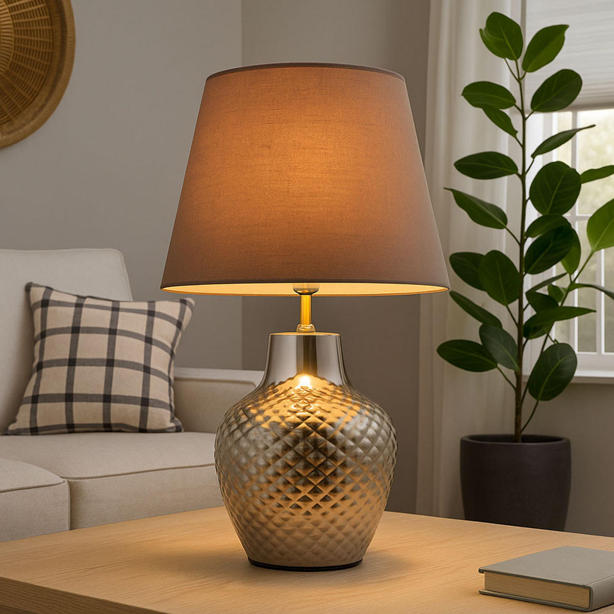 LED TISCHLEUCHTE HANKA Braun Keramik - Braun, Textil (20/32/32cm) - Nowa