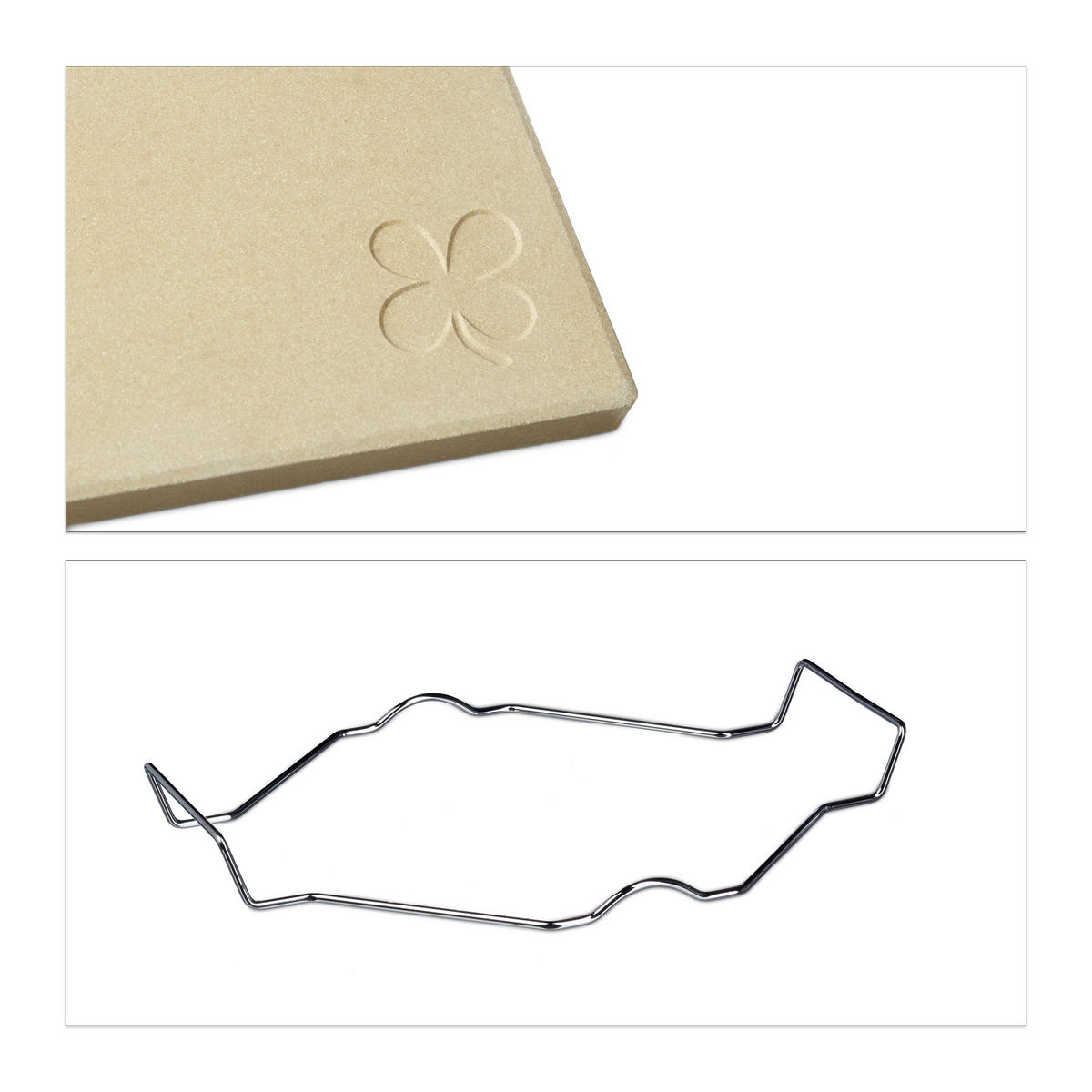 PIZZASTEIN Set - Hellbraun, Holz/Stein (43/7/31.5cm) - Relaxdays