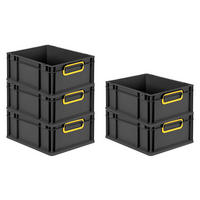 EUROBOX 5x NextGen Color 17x30x40 cm 16 Liter Griffe gelb zu, Schwarz - Gelb/Schwarz, Kunststoff (30/17/40cm) - PROREGAL