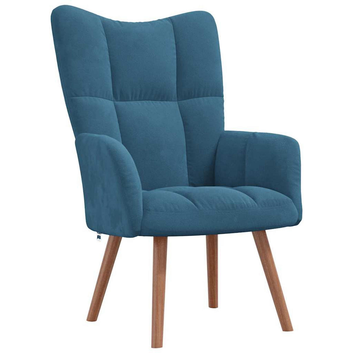 SESSEL mit Hocker, Holzbeine 61,5/69/95,5 cm aus Samt Blau - Blau/Braun, Holz/Textil (61.5/95.5/69cm) - vidaXL