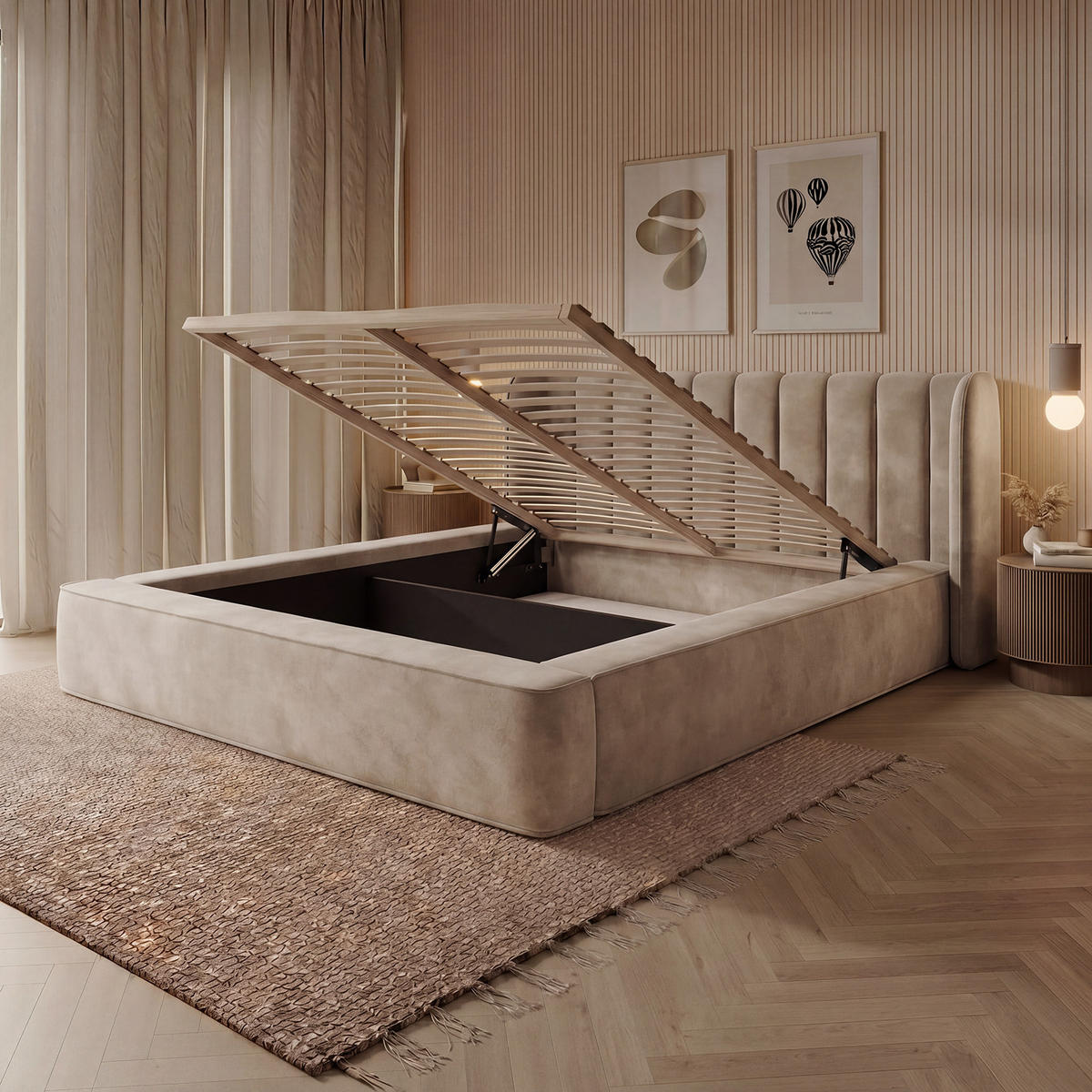POLSTERBETT GONDO 160x200 cm, Creme - Creme, Textil (200/160cm) - Fedve