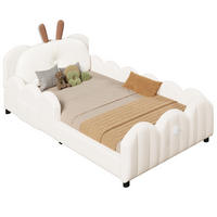 POLSTERBETT 90/200 cm Beige mit Kaninchen-Kissen und Lattenrost - Beige, Textil (90/200cm) - MIVRAY