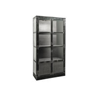 VITRINE Mango 92x40x185 grau lackiert HEAVY INDUSTRY #143 - Grau, Holz (92/185/40cm) - Massivmoebel24