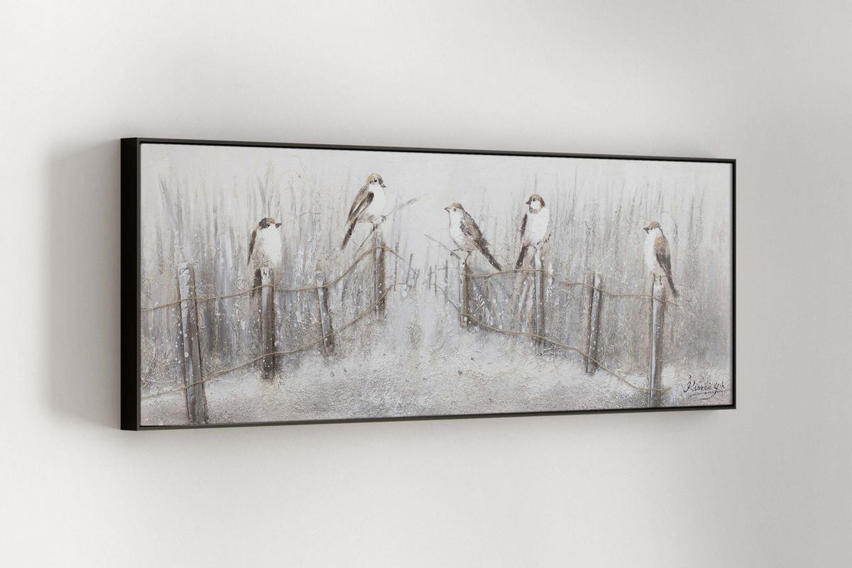 ACRYLBILD HANDGEMALT 150/50 cm - Beige/Weiß, Holz/Textil (150/50cm) - KUNSTLOFT