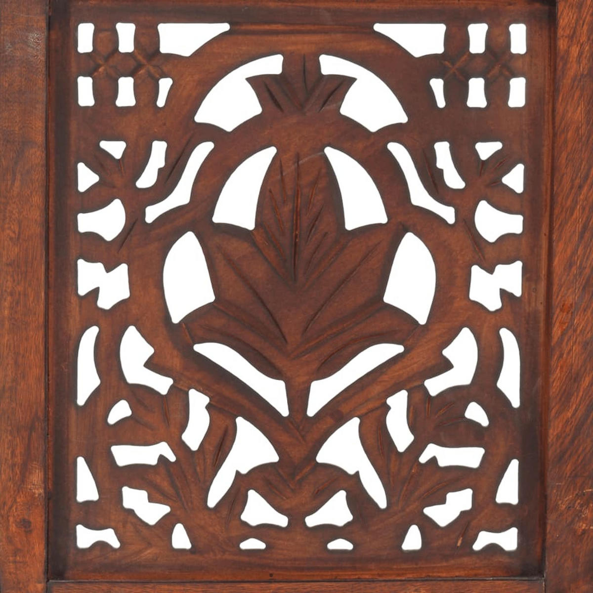 5-TLG. Raumteiler Handgeschnitzt Braun 200×165 cm Mangoholz - Grau, Holz (200/165/200cm) - furnicato