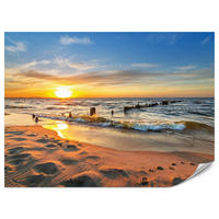 FOTOTAPETE für Schlafzimmer Sonnenuntergang Meer Landschaft Strand 500x350 - Beige/Orange, Papier (500/350cm) - Muralo