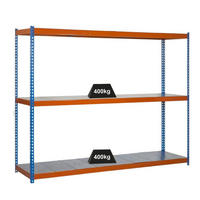 SCHWERLASTREGAL METAL BEAST THREE | HxBxT 200x240x75cm | Fachlast 400kg | Blau-Orange - Gelb, Metall (240/200/75cm) - PROREGAL
