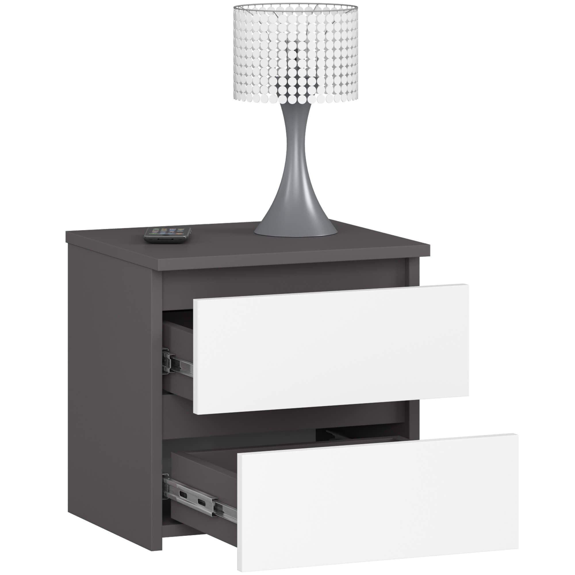 NACHTTISCH Graphit Grau, Weiß 40/40/35 - Weiß, Holzwerkstoff (40/40/35cm) - RAUMHIRSCH FURNITURE