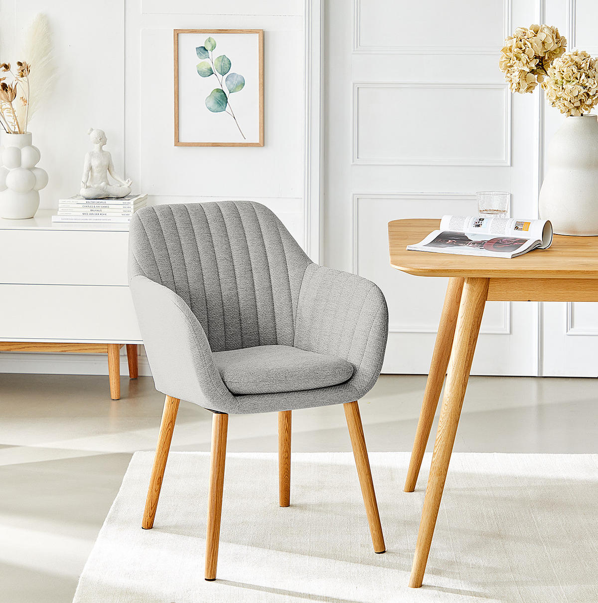 ARMLEHNENSTUHL - Typ A - Hellgrau, Textil (57/83/61cm) - home24