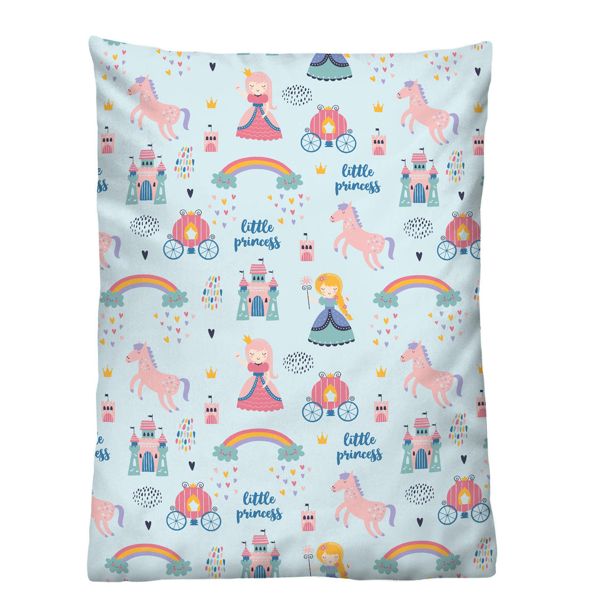 BETTWÄSCHE-GARNITUR Biber Little Princess ciel, 100x135 cm + 40x60 cm - Hellblau, Textil (100/135cm) - biberna